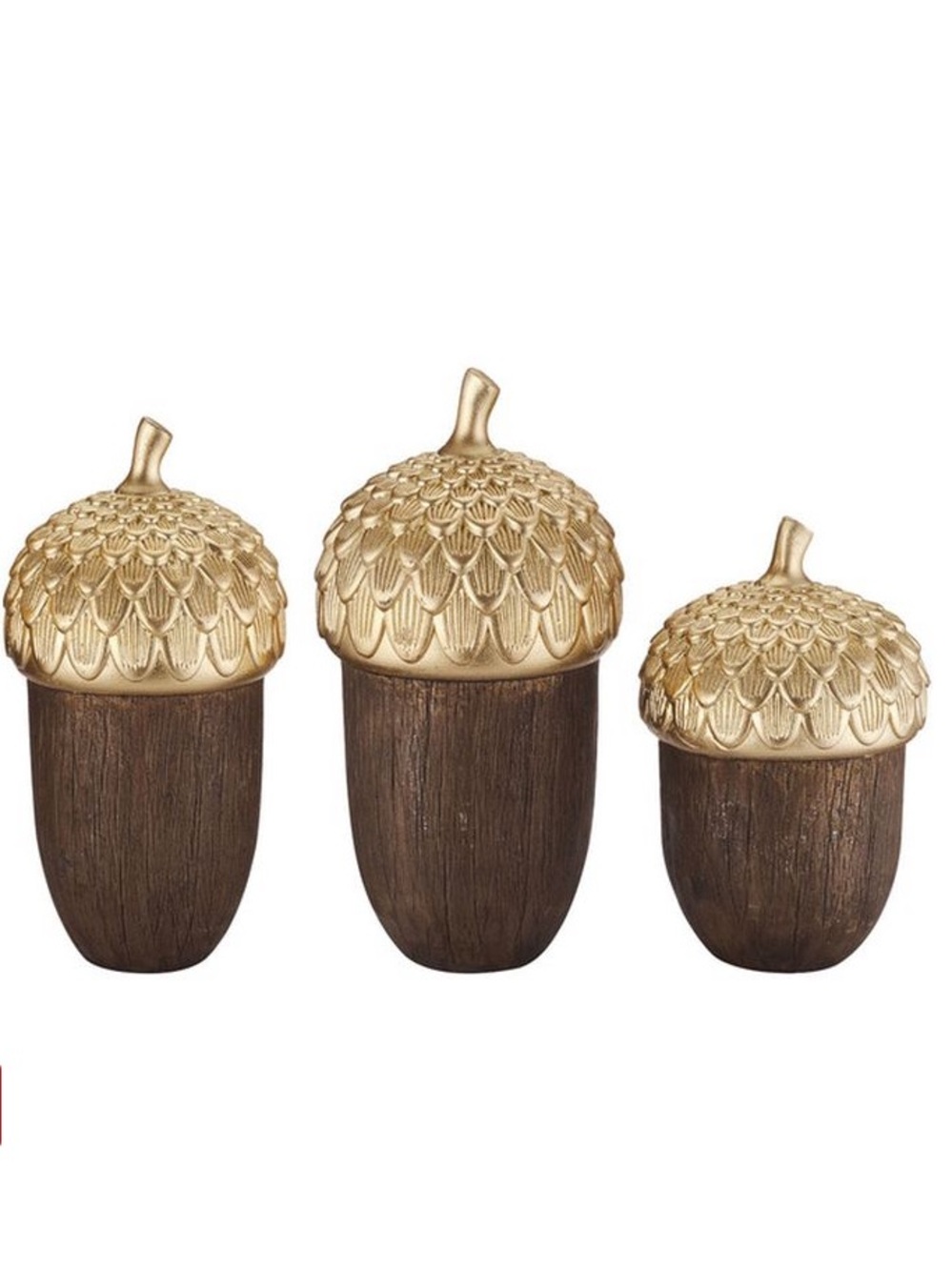 Aldi Kirkton House Set of 3 Acorn Dark Brown / Gray Base w/ Gold Top Fall Decor
